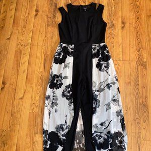 Alexa B Nites Women's Black Jumpsuit with Floral Overlay Size 10